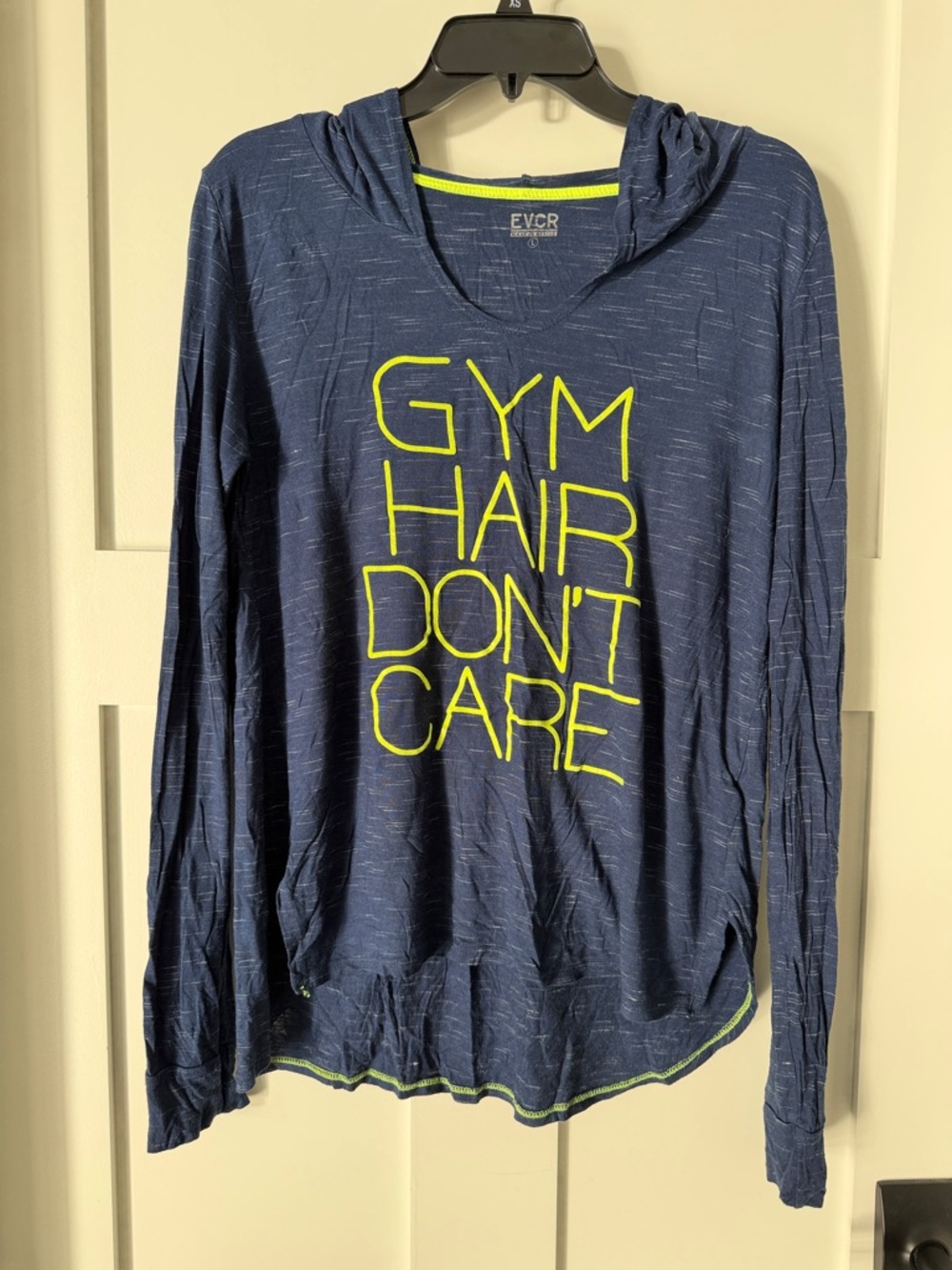 EVCR Women's Navy Hooded Sweatshirt with Neon Yellow Graphic